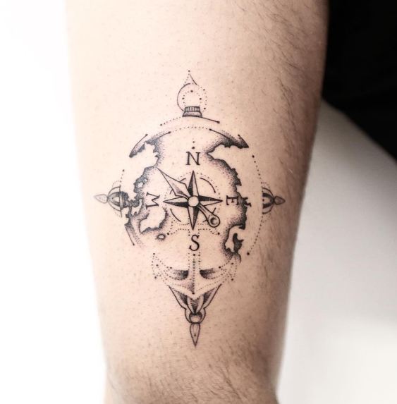 Male Forearm Compass Tattoo Designs - Best Design Idea