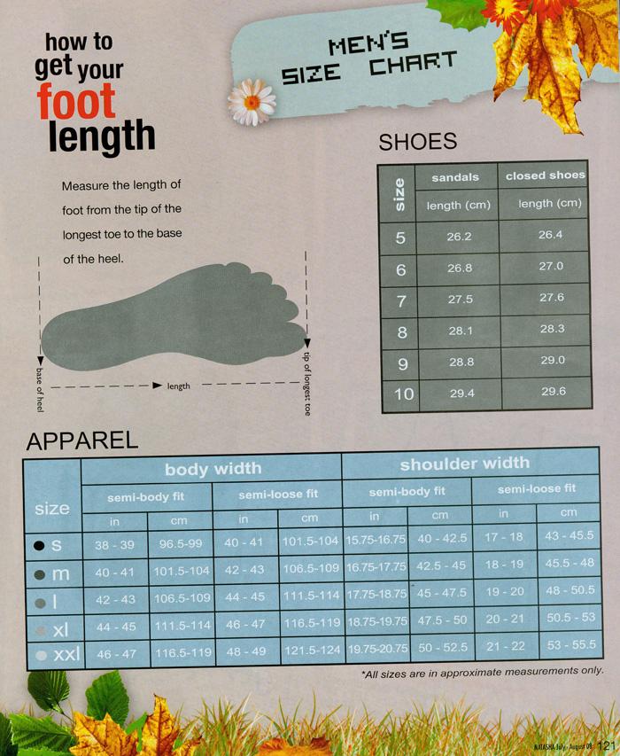 moi petite boutique Size charts