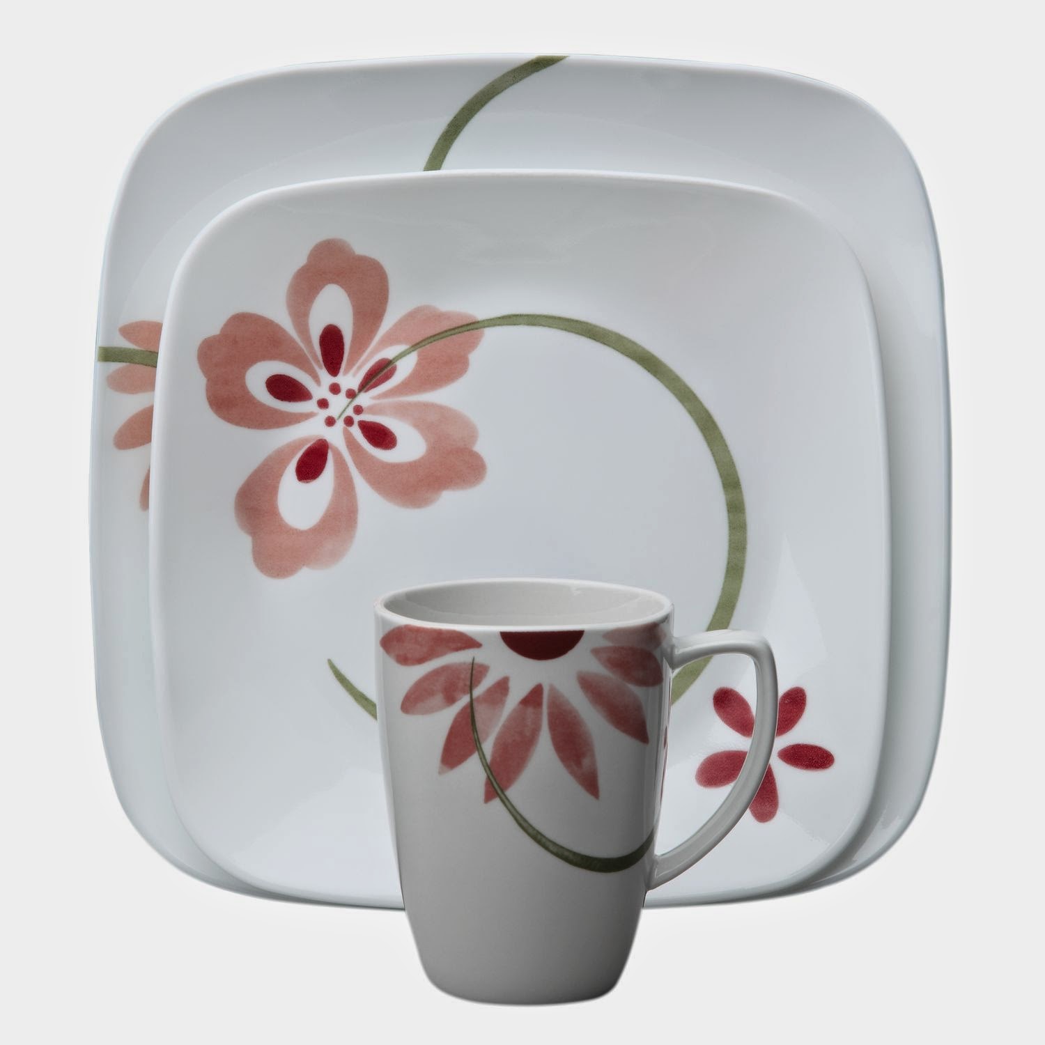 ANJ Jaya Enterprise CORELLE® SQUARE™ PRETTY PINK 16PC DINNERWARE SET