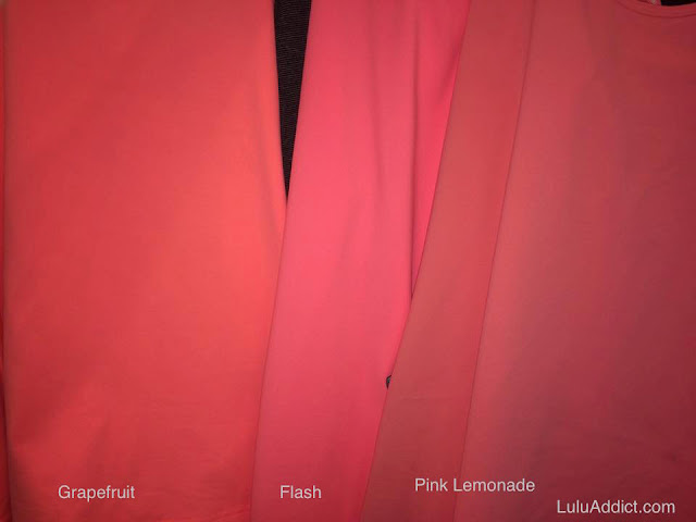 lululemon-color-comparison grapefruit-flash-pink-lemonade