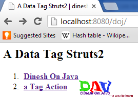 a tag example in Struts2