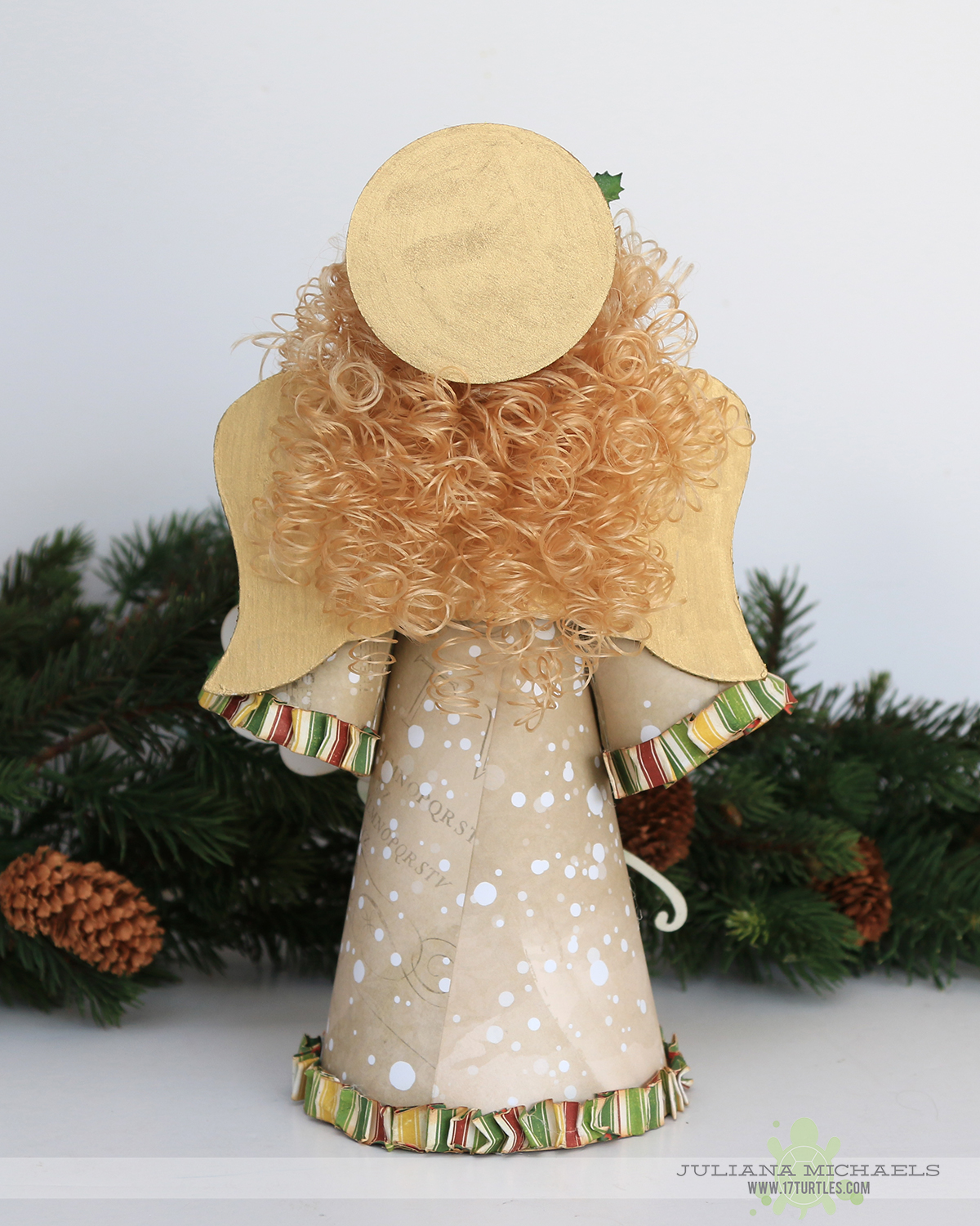 Christmas Angel by Juliana Michaels using BoBunny Christmas Collage and Darice Paper Mache Angel Kit