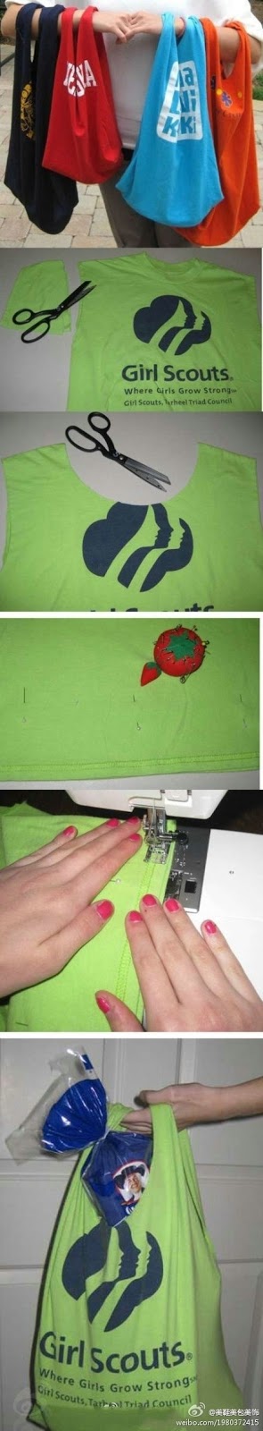FUN AND FASHION HUB: Recycling of old t-shirts by making reusable bags