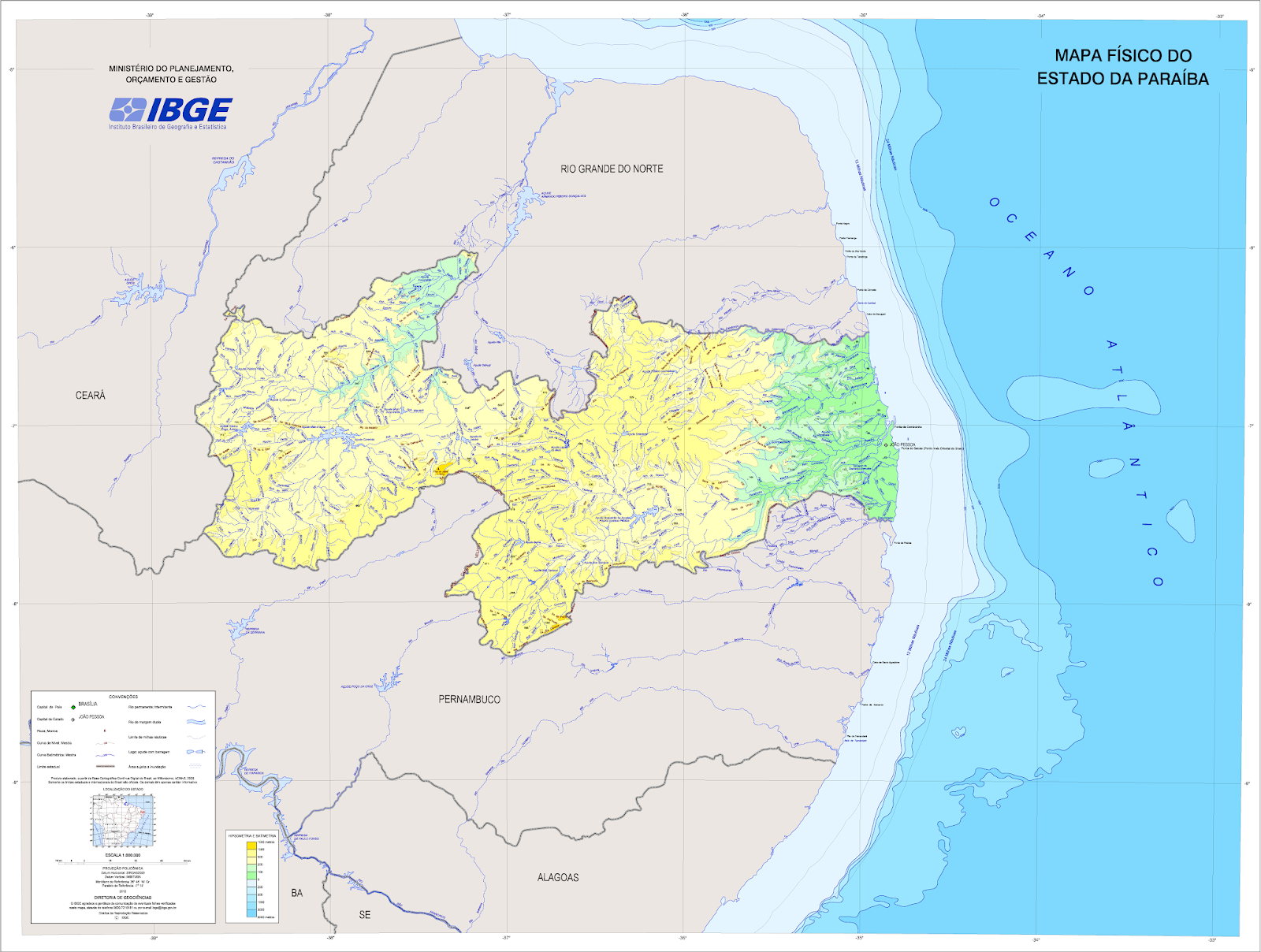 Mapa do estado da paraíba
