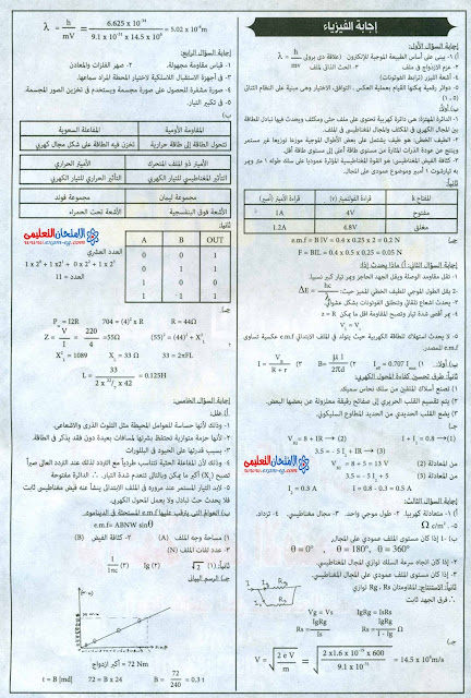 امتحان السودان 2016 فى الفيزياء للثانوية العامة + الاجابة النموذجية