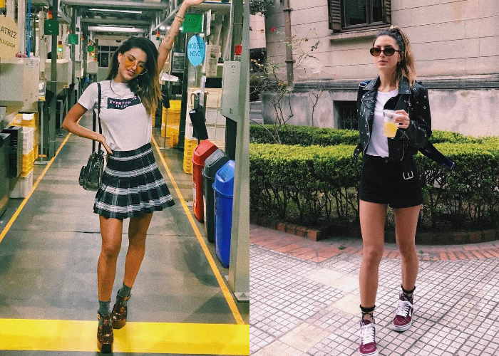 saia meia canela com tenis