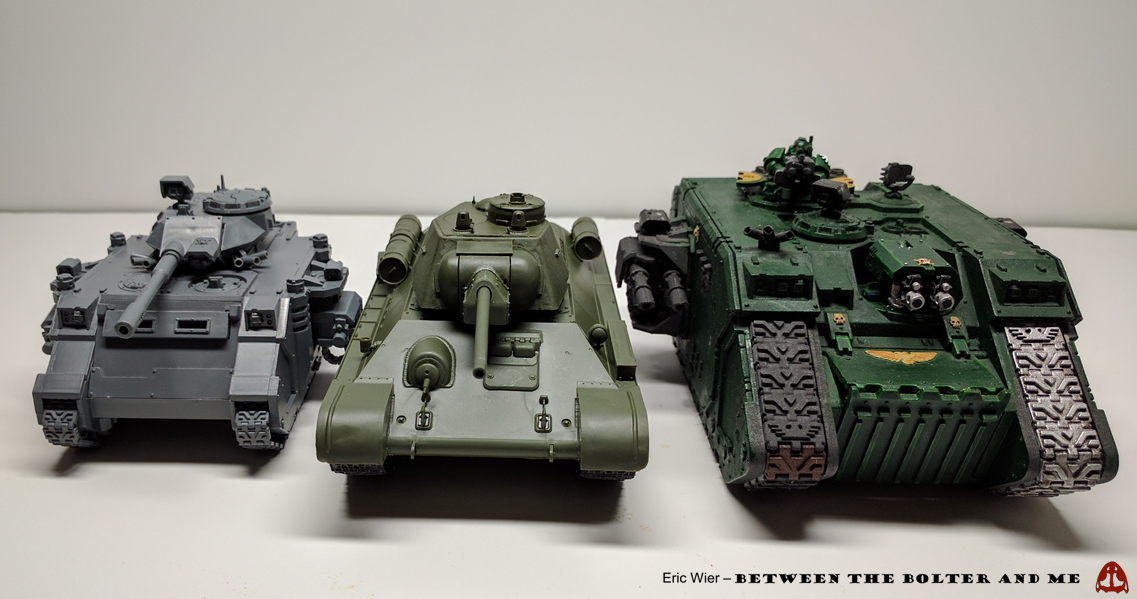 Between the Bolter and Me Tor Megiddo scale tanks in 40k?