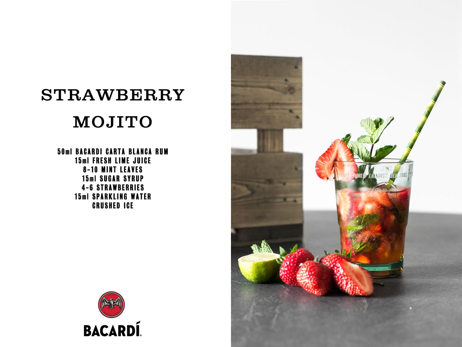 The original bacardi mojito, recipe, strawberry mojito, mojito royale, prosecco, fruit, cocktails, summer cocktails, homemade, diy