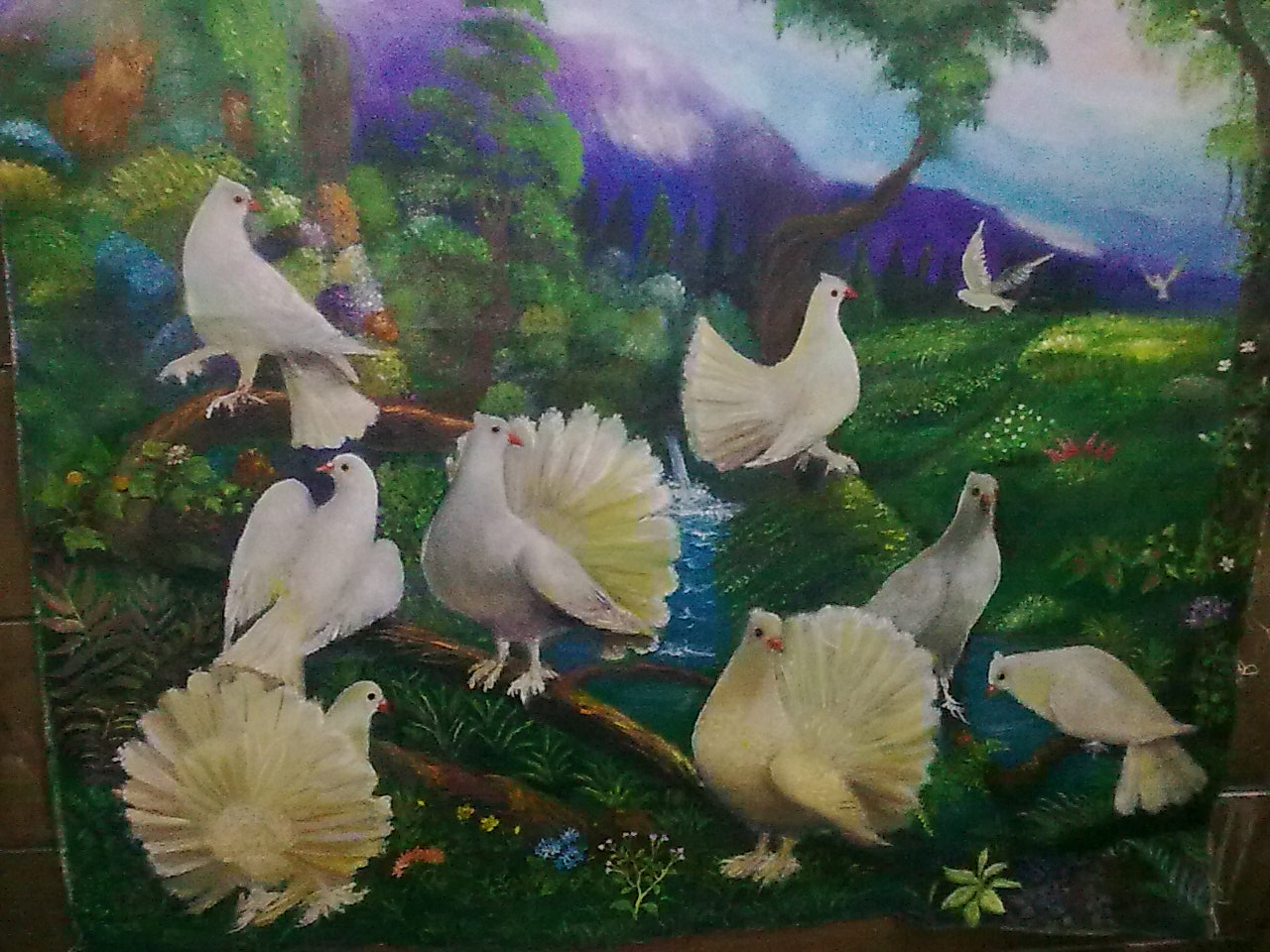 Port Dickson Maniam Oil Paintings: birds scenery - oil painting