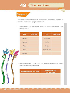 Apoyo Primaria Desafíos Matemáticos 4to. Grado Bloque III Lección 49 Tiras de colores