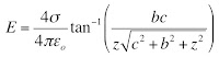 An expression for the electrical field produced by a rectangular sheet of charge.