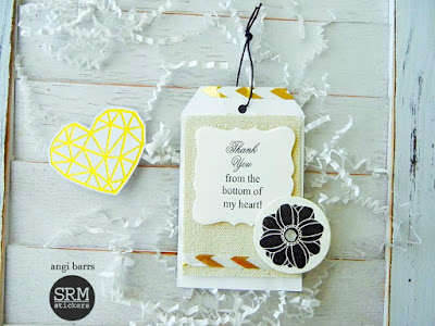 SRM Stickers Blog - Fun with Dies, Boxes and Stamps by Angi - #die #janesdoodles #fancydoodles #kraftwindowbox #tag #thankyou #gift