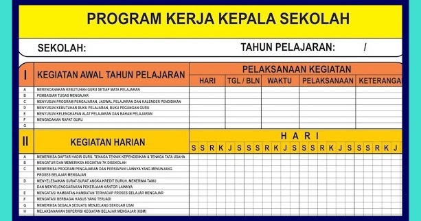 Download Program Kerja Kepala Sekolah Excel (XLS) Excel Berkas Sekolah