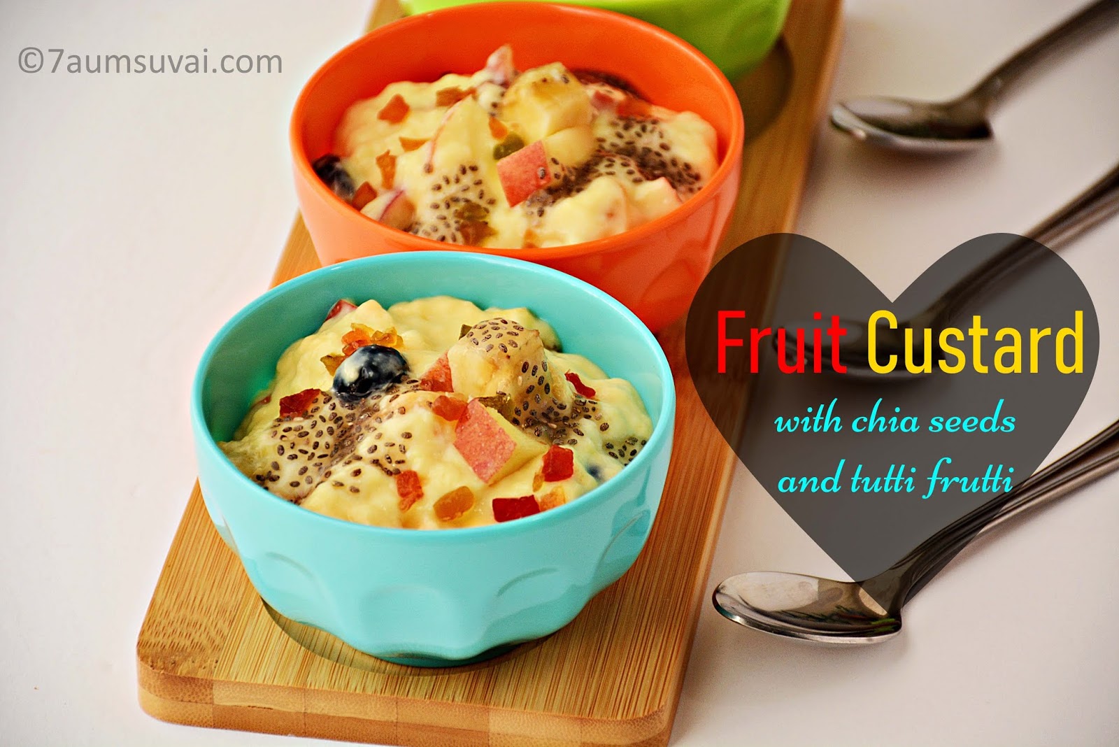 Fruit custard/ Fruit custard with chia seeds / Fruit custard with tutti