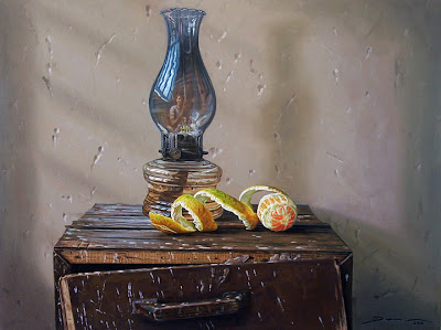 Bodegon con frutas pintado al oleo