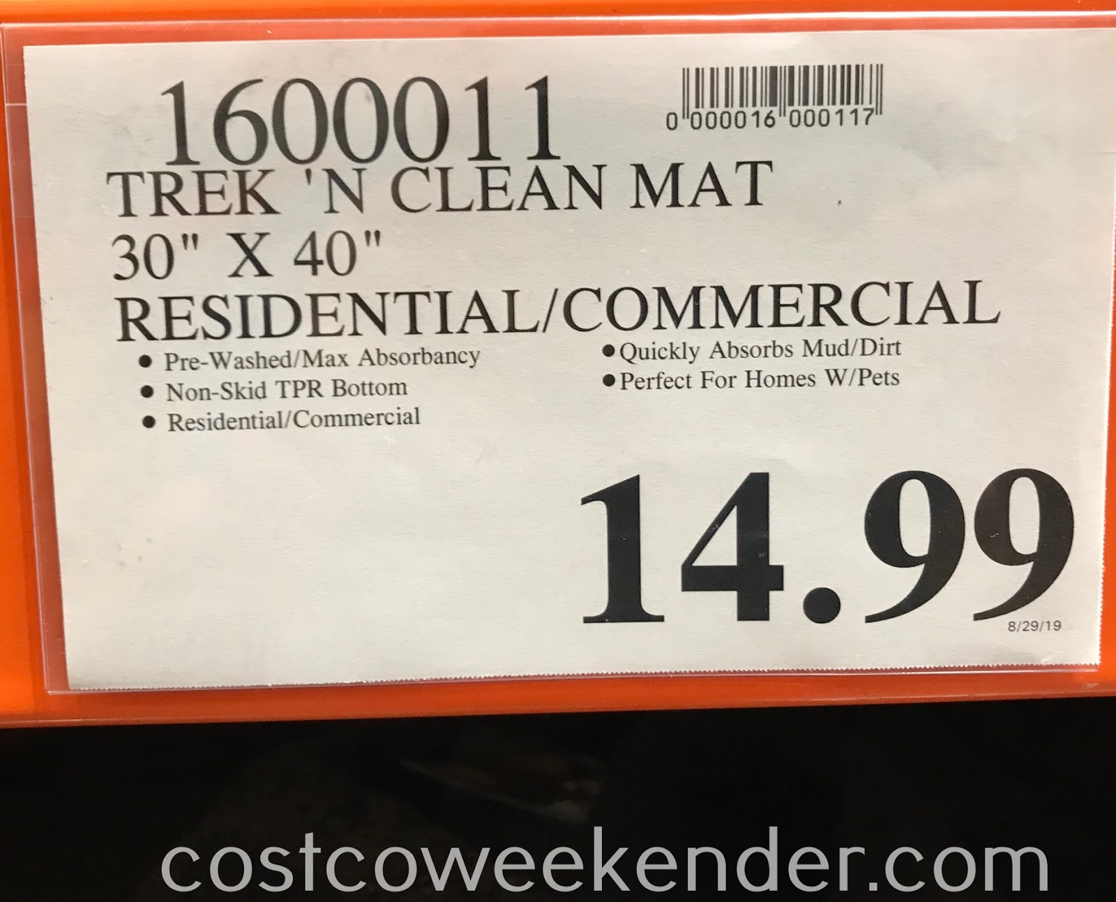 Trek N' Clean Absorbent Floor Mat Costco Weekender