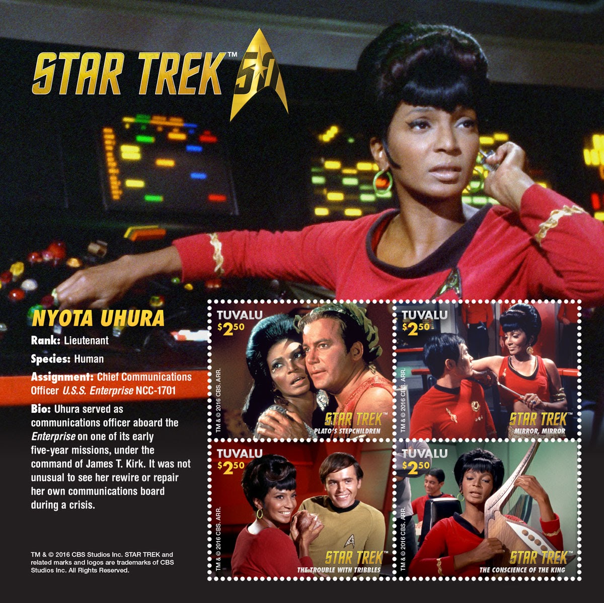 Guyana 2016 MNH Star Trek 50th Anniv The Next Generation 1v S/S Picard Stamps 