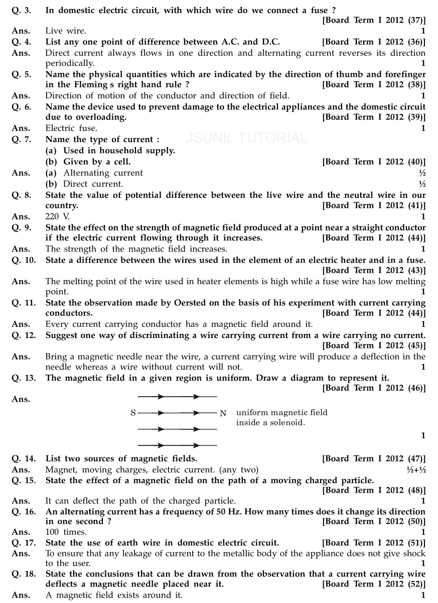 effect of Electric current class 10 solved questions