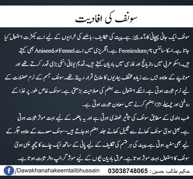 Health Benefits of Fennel in Urdu Dawakhana Hakeem Talib Hussain