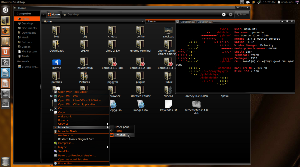 Gnu/Linux Open Source Systems Theme Sway BlackBase ORANGE Ubuntu 12