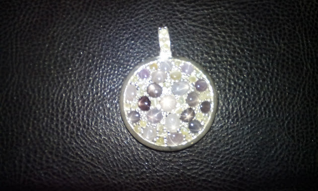 Handmade Silver Pendant with Alexandrite Cats eye Gemstone and Sapphire