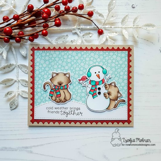 Cold Weather Friendship Card by Zsofia Molnar | Newton's Curious Christmas and Newton's Holiday Mischief Stamp Sets by Newton's Nook Designs #newtonsnook #handmade