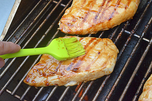Grilled teriyaki chicken recipe on a gas grill