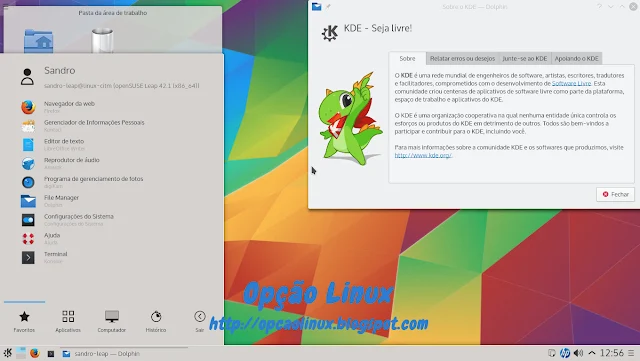 openSUSE Leap 42.1 com ambiente KDE 5