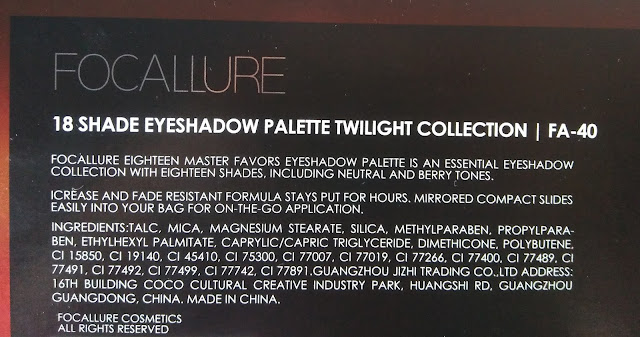 Focallure 18 shades Full Function Palette Twilight Review, Swatches
