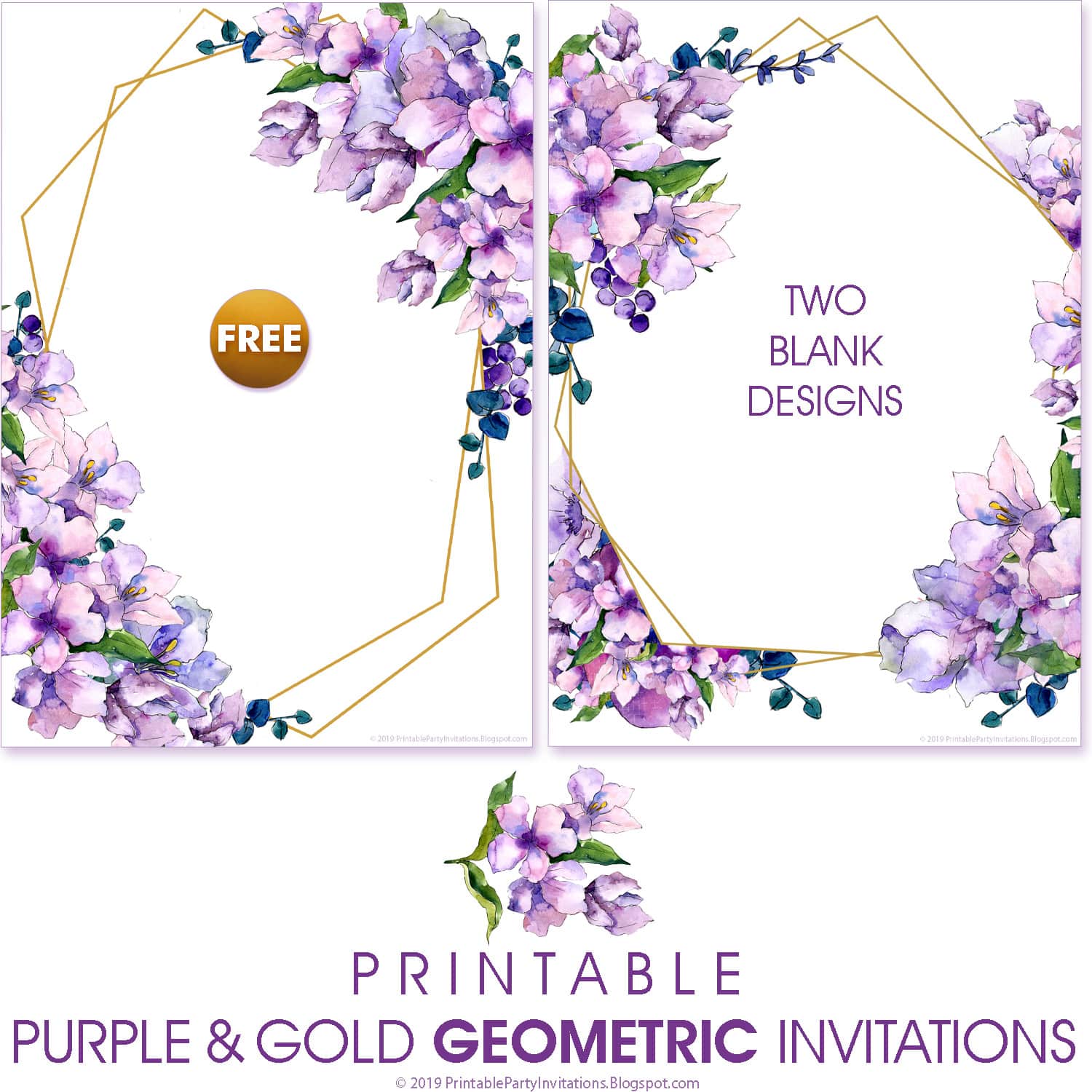 two free printable geometric wedding invitations