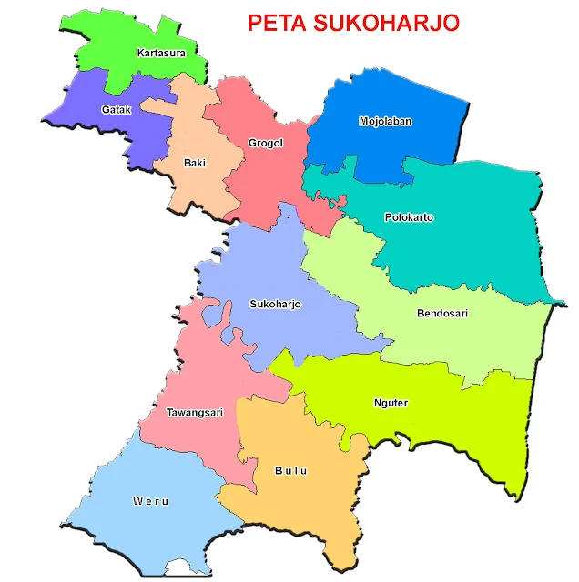 Gambar Peta Kecamatan Kabupaten Sukoharjo
