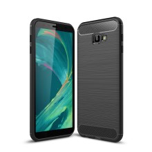 Carbon Fiber Texture Brushed TPU Mobile Phone Casing for Samsung Galaxy J4+ - Black