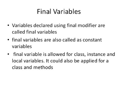 How to use final variable, method and class in Java