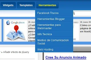 Añadir efecto de jQuery SlideToggle  en un menú desplegable