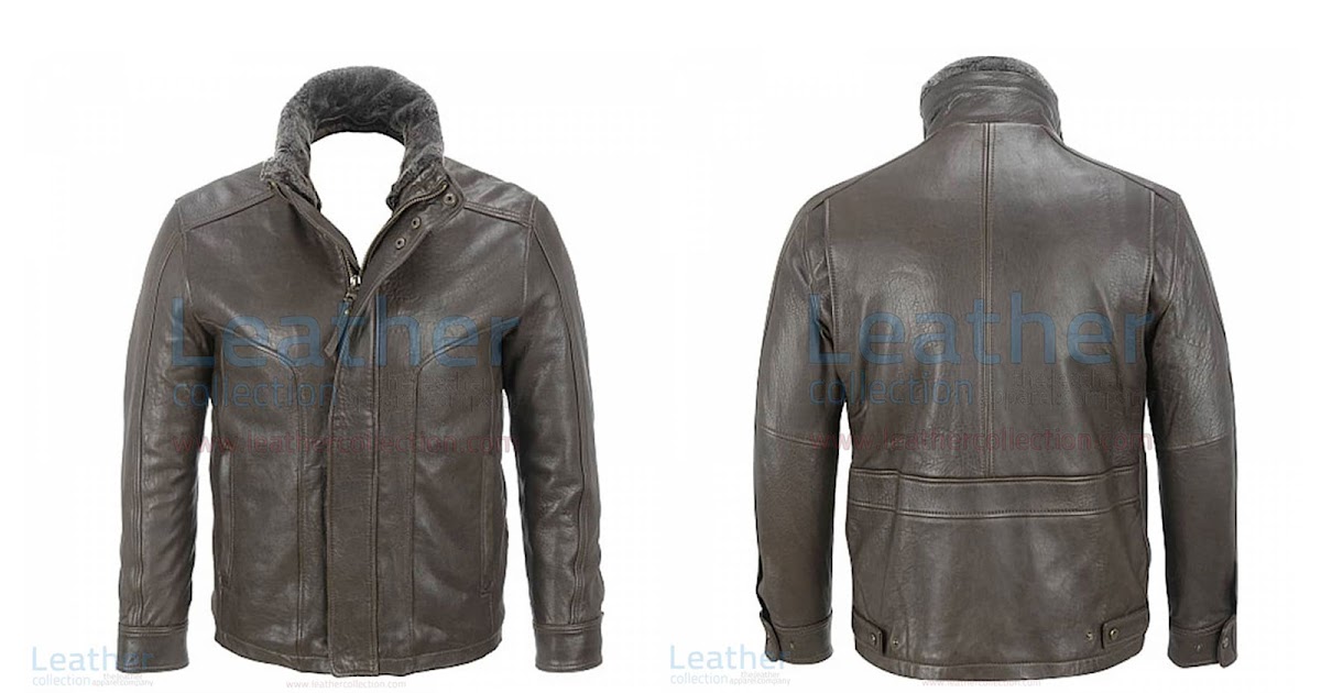Rugged Leather Jacket with Removable Shearling Collar - Racing Duke