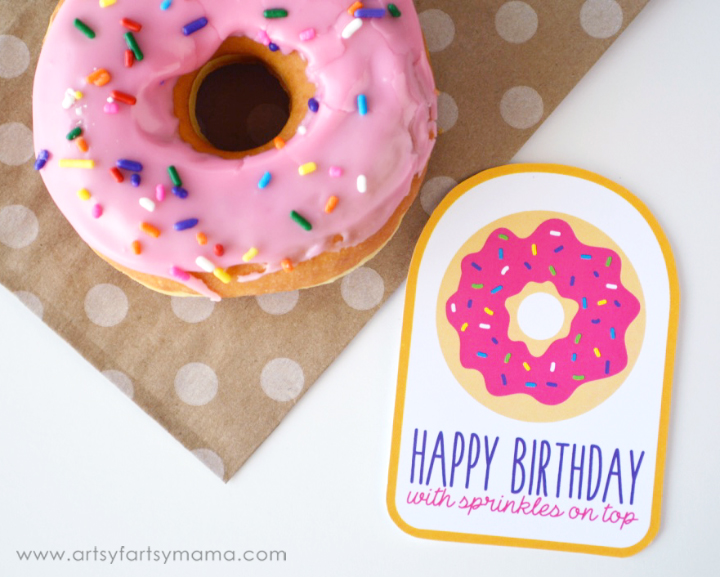 Free Printable Birthday Donut Gift Tags at artsyfartsymama.com