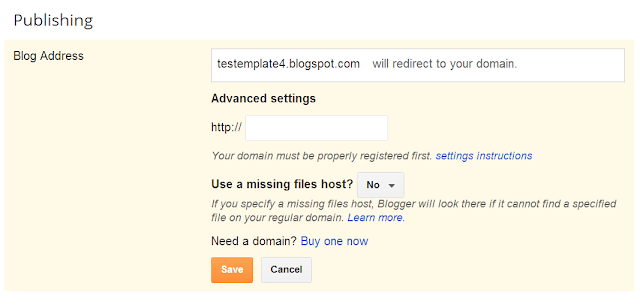 Advanced settings for Blogger custom domain