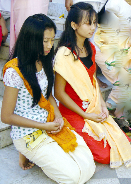 Devotees of Lord Krishna  at Shri Shri Govindajee Temple on Krishna Janmasthmi