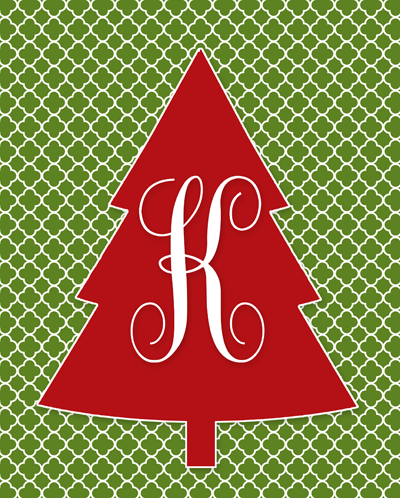 Free Monogram Christmas Tree Printable | i should be mopping the floor