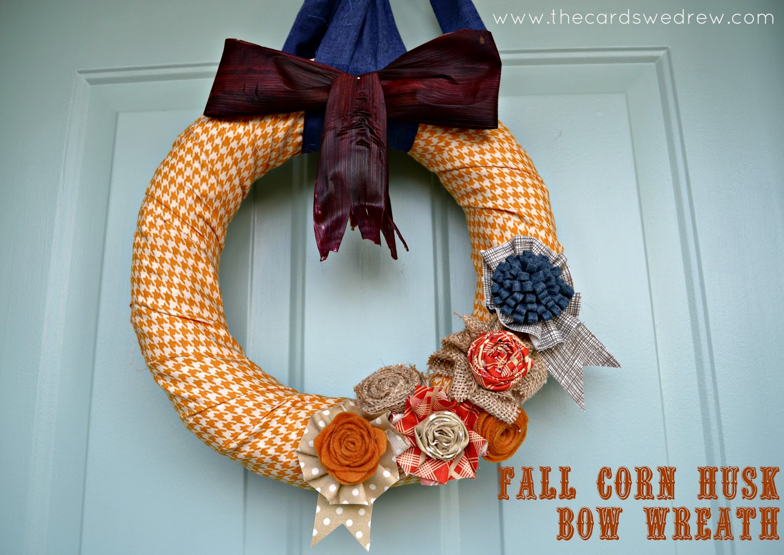 Navy and Burlap Bow, Summer to Fall Wreath Mixed Ribbon Bow, Fall