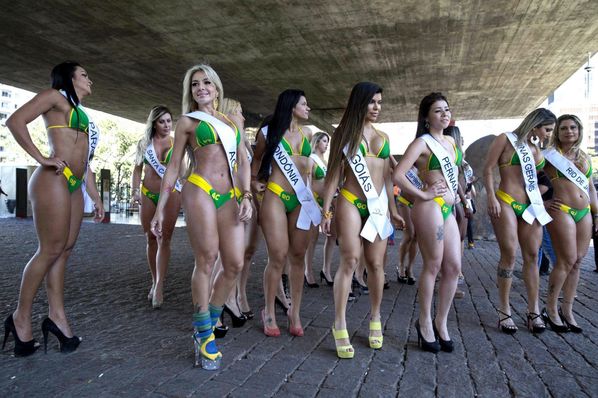 Brazilian Miss Bum Bum Contestants Cause Traffic Commotion In Their Bikinis Photos