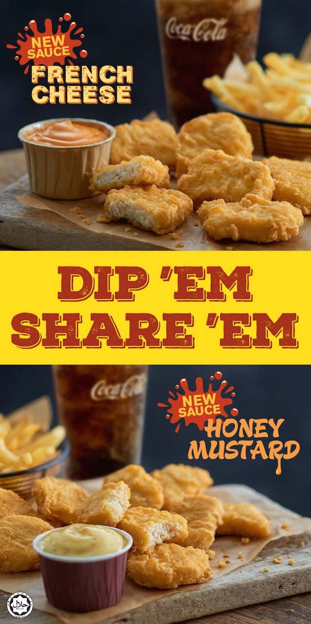Now with 2 new sauces - creamy French Cheese & sweet Honey Mustard! Dip ‘em & Share ‘em!