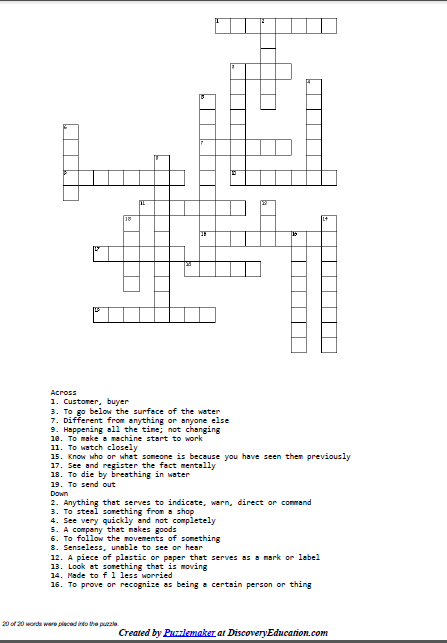 Revising Vocabulary with Crossword Puzzles