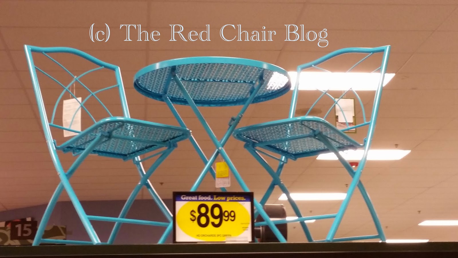 HD Designs aqua turquoise blue folding bistro set at The Red Chair Blog
