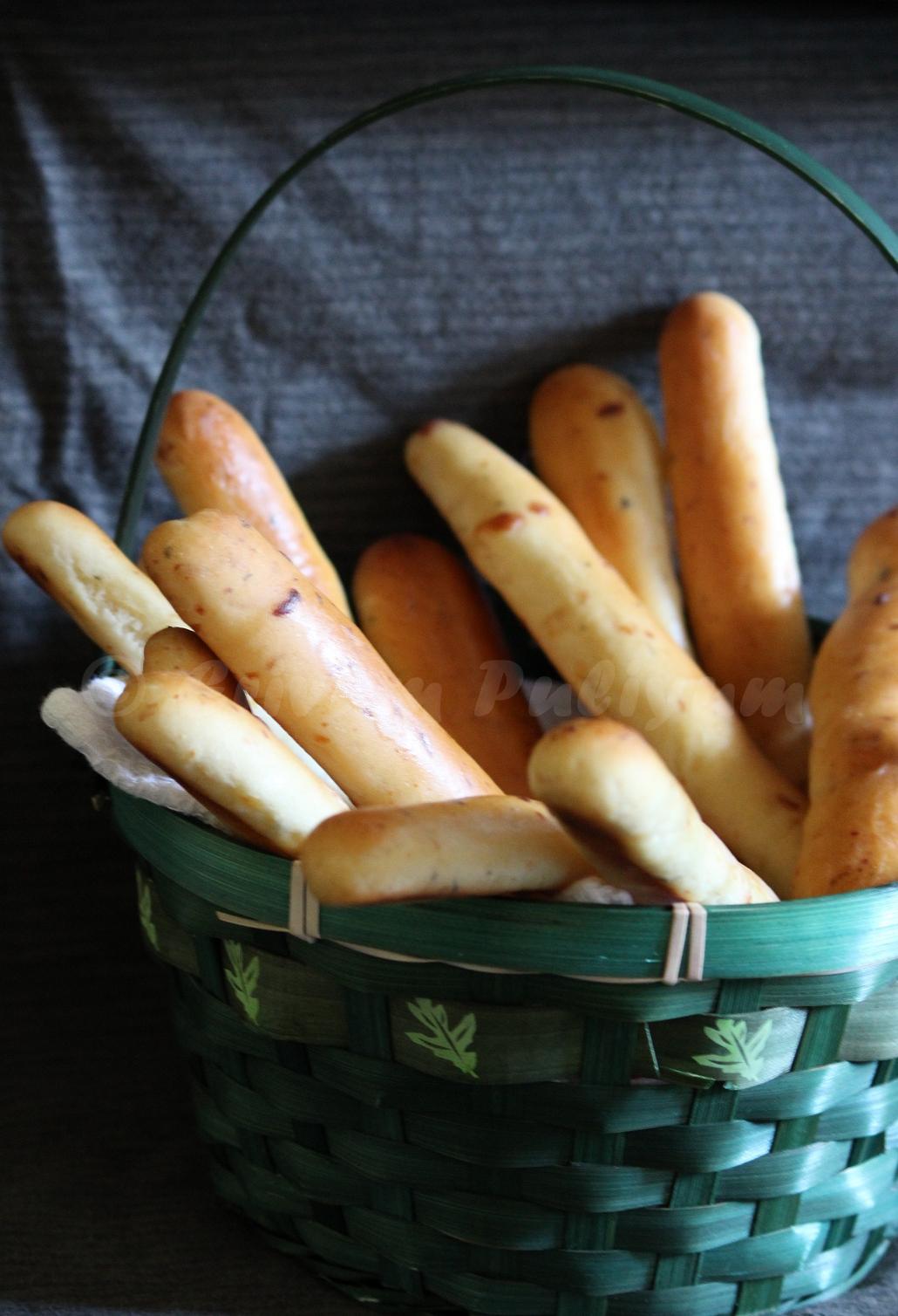 Erivum Puliyum Soft Garlicky Bread Sticks with Dipping Sauce A Guest
