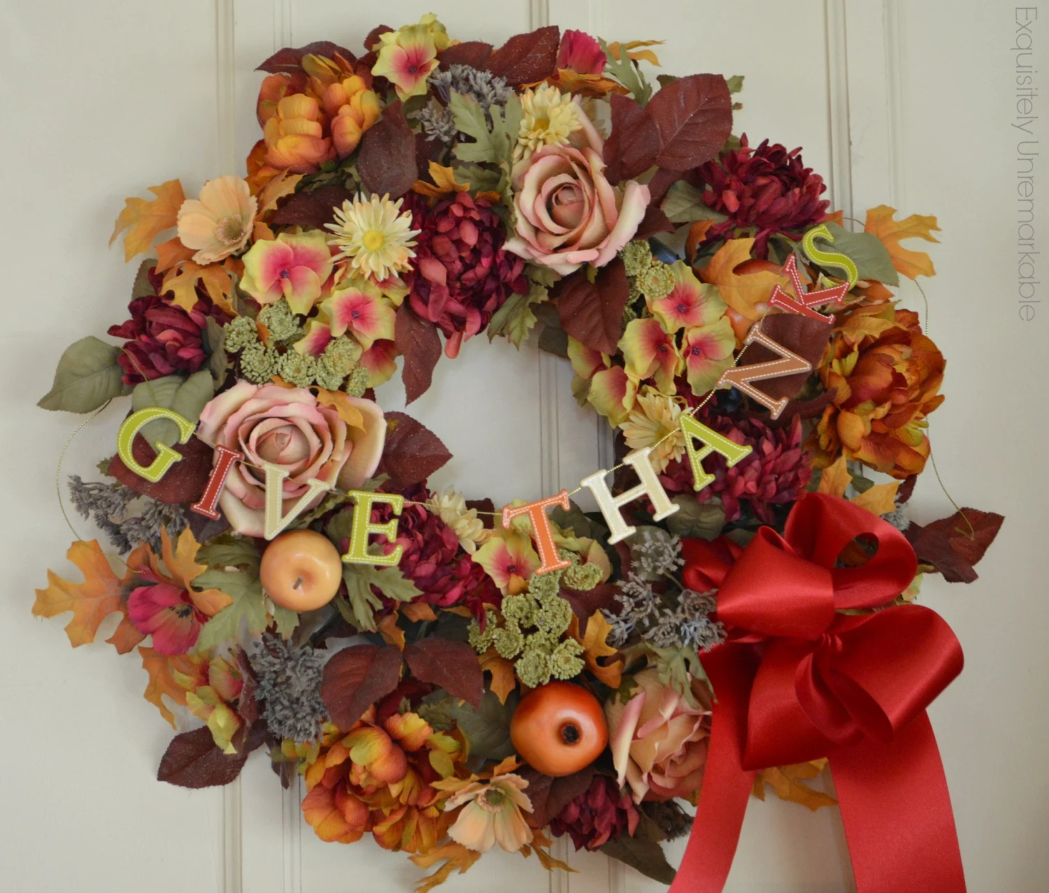 Give Thanks Fall Wreath with banner