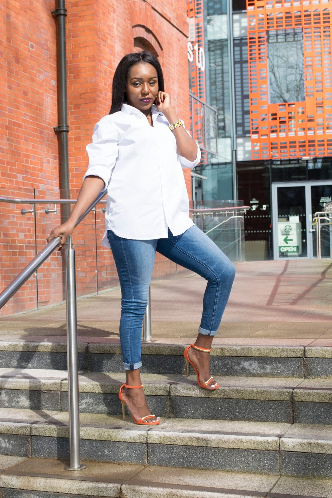 Casual Basics: White Button Down, Distressed Denim & Adidas Sneakers -  Meagan's Moda | Outfits, Casual basics, Casual