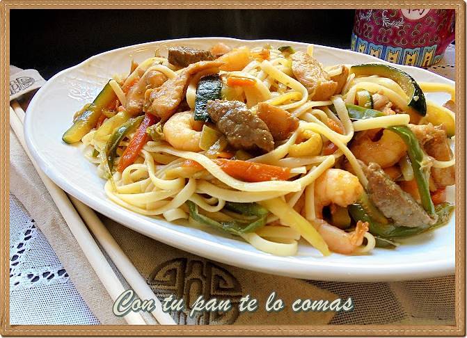 Tallarines chinos tres delicias