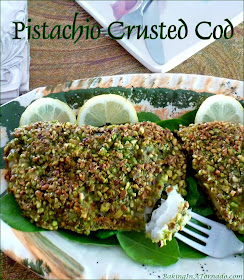Pistachio Crusted and pan sautéed, Cod is such an easy light dinner. The crunchy pistachio coating adds flavor and texture to this mild flavored fish. | Recipe developed by www.BakingInATornado.com | #recipe #dinner