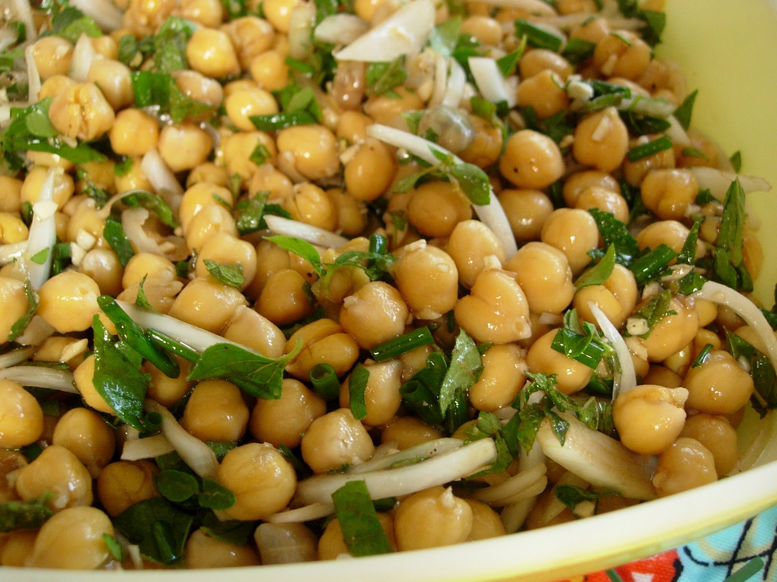 A Table For Rue, Please Marinated Chick Peas with Greek Herbs